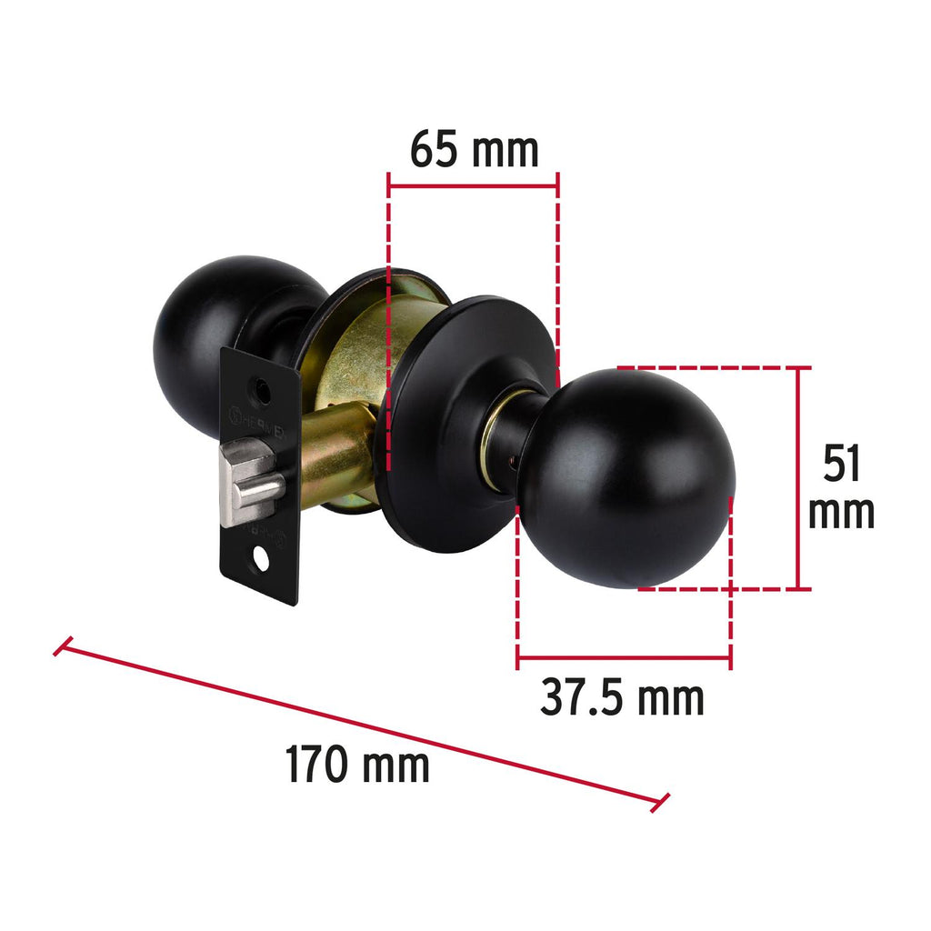 Cerradura pomo, negro, esfera, entrada, Hermex - Mundo Tool 