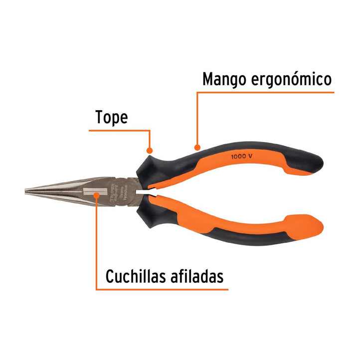 Pinza punta y corte 6" mango Comfort Grip, Truper Expert - Mundo Tool 