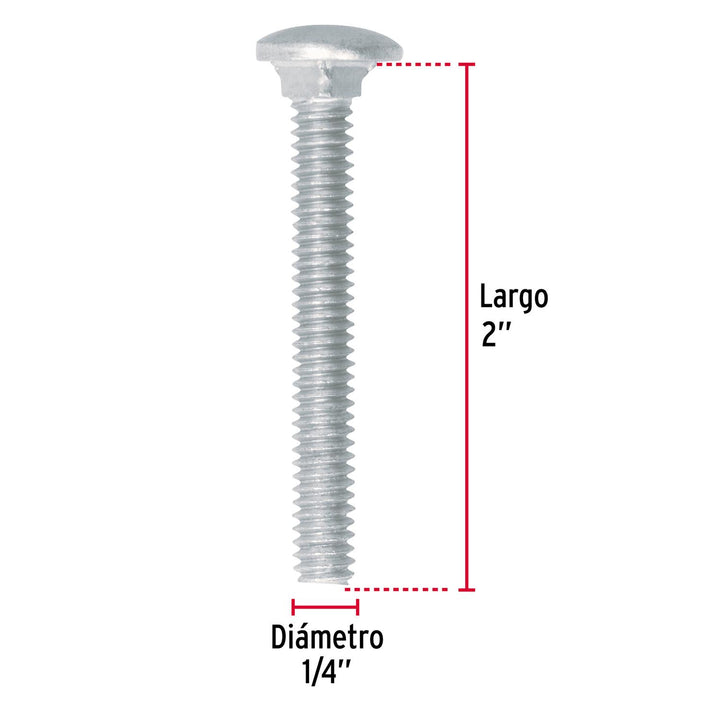 Tornillo Tipo Coche Galvanizado 1/4 X 2' 60pz Fiero - Mundo Tool 