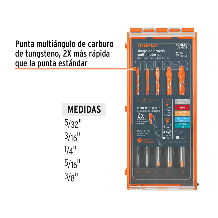 Juego De Brocas Multimaterial, 5 Piezas - Mundo Tool 