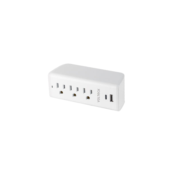 Multicontacto de pared, 3 contactos y 2 USB A+C, VOLTECK - Mundo Tool 