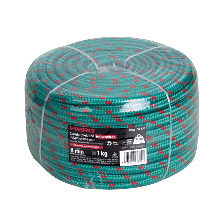 Piola de Polipropileno trenzada, multicolor, 8mm, 1 Kg - Mundo Tool 
