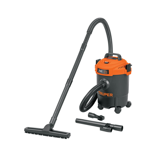 Aspiradora de sólidos y líquidos, 3 gal, plástica, negra - Mundo Tool 