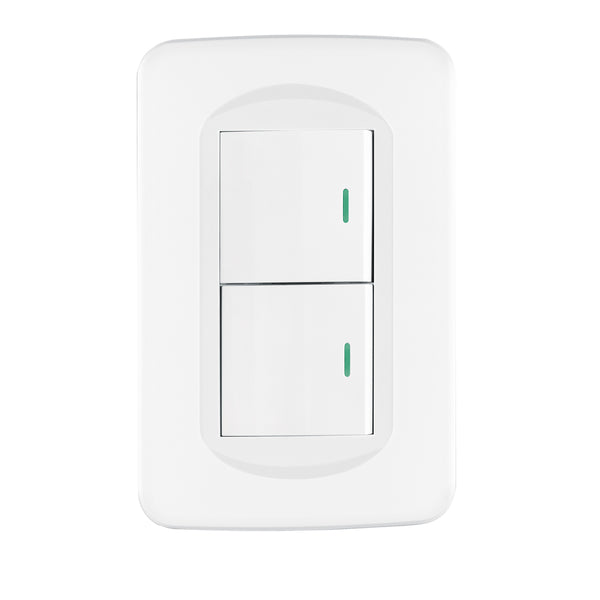Placa armada 2 interruptores 1.5 módulos, Toledo, Basic - Mundo Tool 