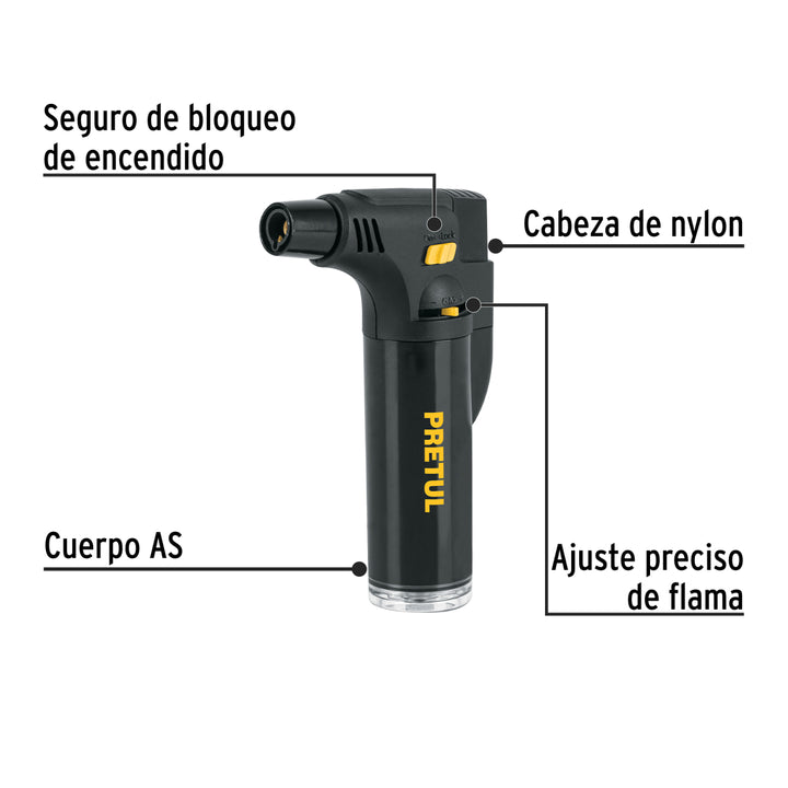 Mechero recargable para flamear alimentos de 42ml, PRETUL - Mundo Tool 