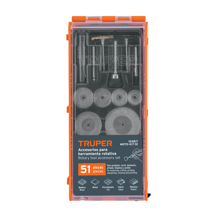 Kit de accesorios para herramienta rotativa, 51 pzs, TRUPER - Mundo Tool 