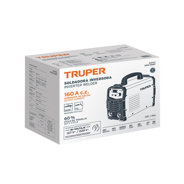 Soldadora inversora 160A, bi-voltaje 127/220V, TRUPER - Mundo Tool 