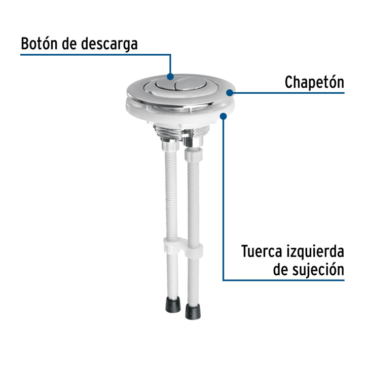 Botón superior universal p/válvula dual para WC, FOSET - Mundo Tool 