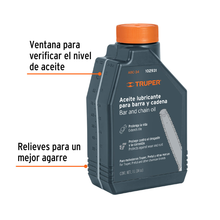 Aceite lubricante para barra y cadena de motosierra, Truper - Mundo Tool 