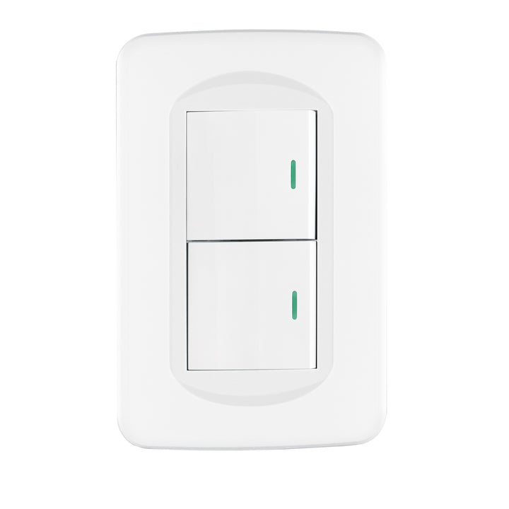 Placa armada 2 interruptores 1.5 módulos, Toledo, Basic - Mundo Tool 