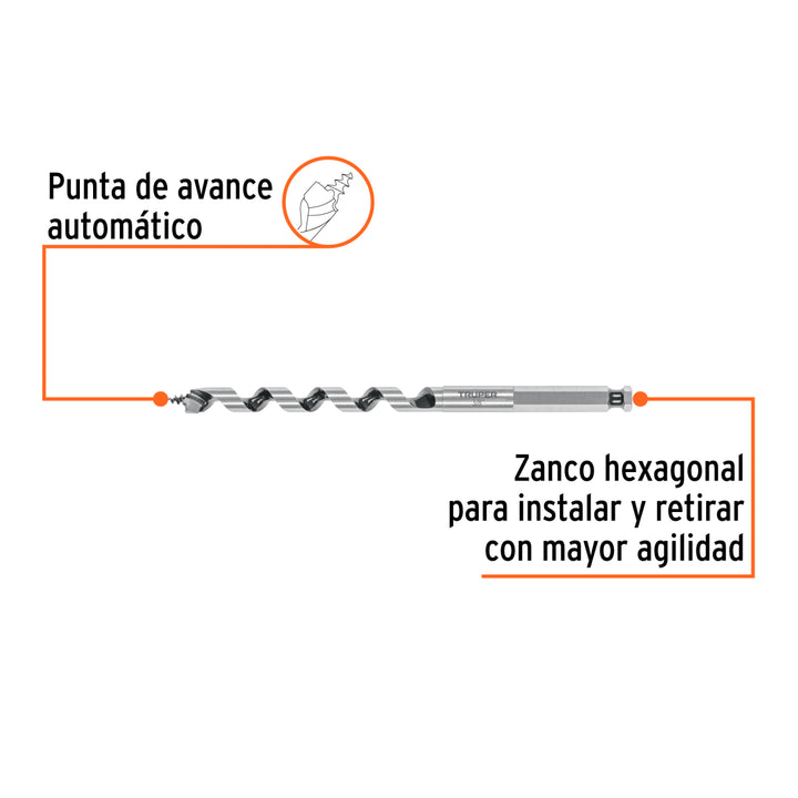 Broca auger tipo berbiquí 3/8' X 6', TRUPER - Mundo Tool 