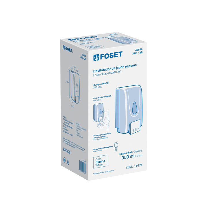 Dosificador de ABS para jabón espuma, blanco, FOSET - Mundo Tool 