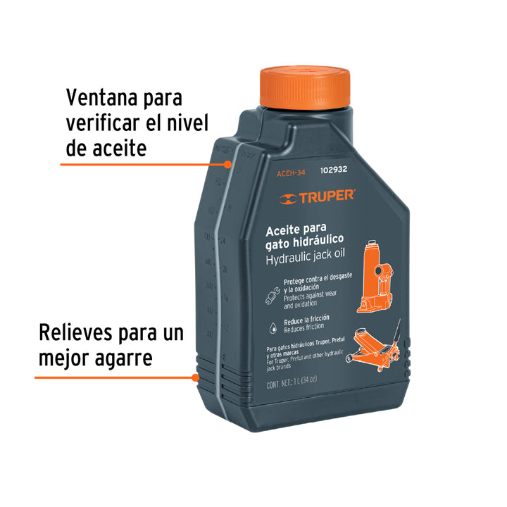 Aceite hidráulico para gatos, 1 Litro, Truper - Mundo Tool 