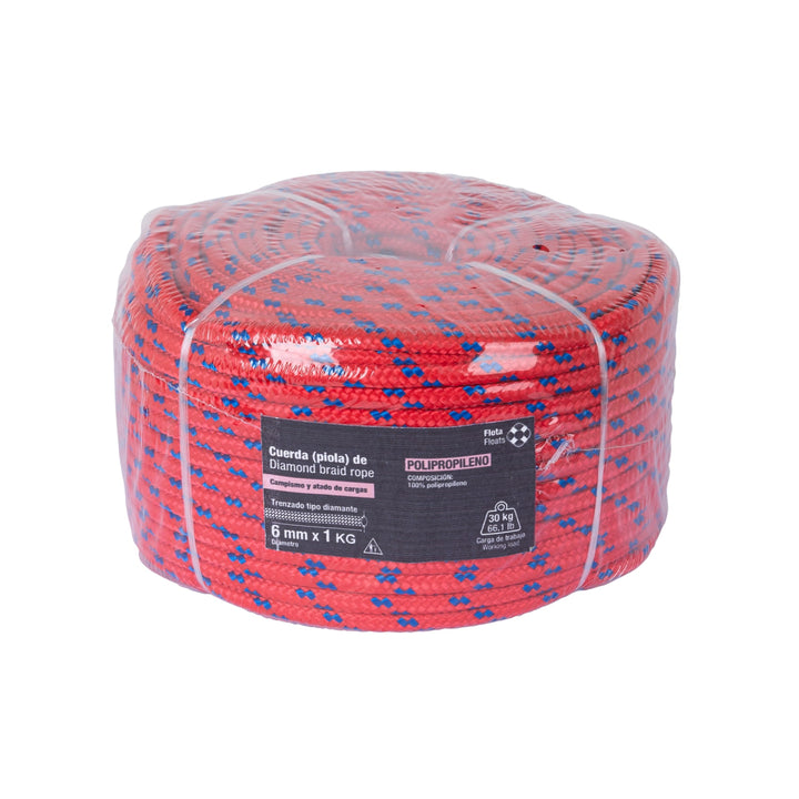 Piola de Polipropileno trenzada, multicolor, 6mm, 1 Kg - Mundo Tool 