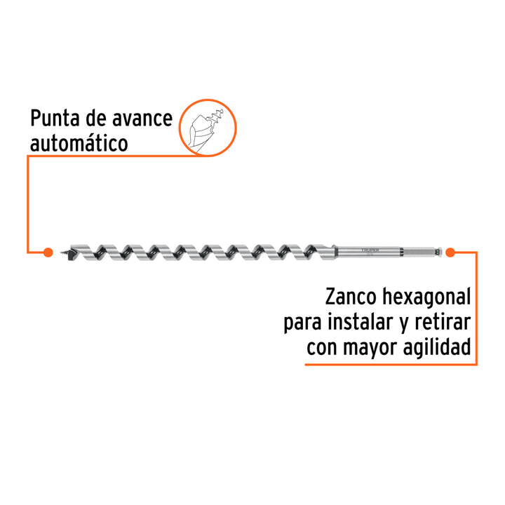 Broca auger tipo berbiquí 13/16' X 18', TRUPER - Mundo Tool 