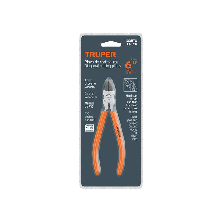 Pinza de corte al ras 6' mango de PVC, Truper - Mundo Tool 
