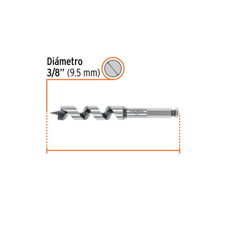 Broca auger tipo berbiquí 3/4' X 6', TRUPER - Mundo Tool 