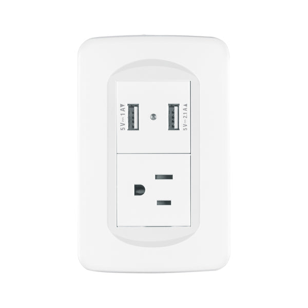 Placa armada 1contacto y 2 puertos USB 1.5 módulos, Toledo - Mundo Tool 