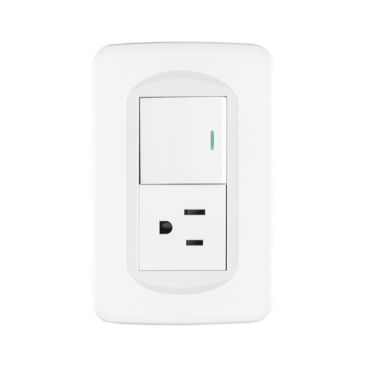 Placa armada interruptor y contacto 1.5 módulos, Toledo - Mundo Tool 