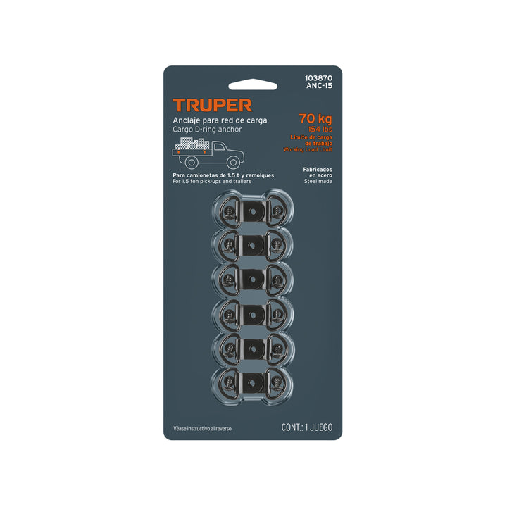 Blister con 12 anclajes para red de carga de 1.5 ton. - Mundo Tool 