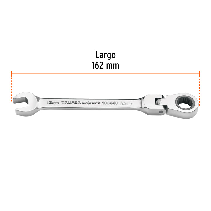 Llave combinada con matraca 12 mm flexible, Expert - Mundo Tool 