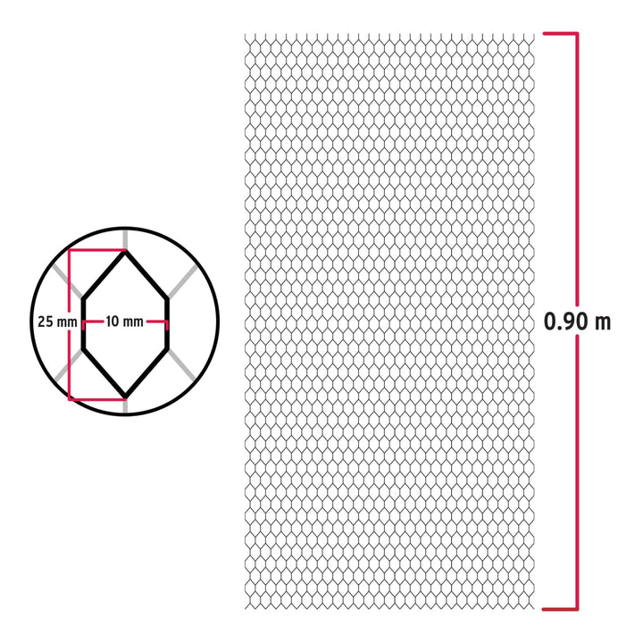 Rollo malla plafón 0.90 x 22m cal.26, abertura 10x25mm, 8kg - Mundo Tool 