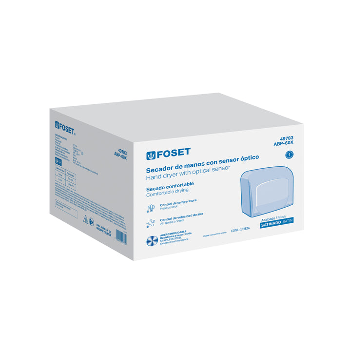 Secador de manos con sensor óptico, acero inoxidable, FOSET - Mundo Tool 