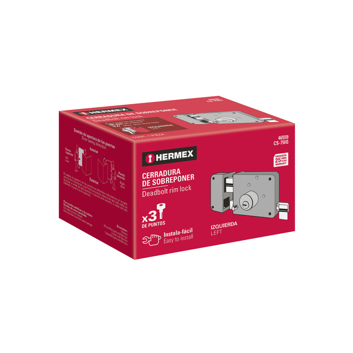 Cerradura sobreponer izq instalafácil, llave puntos, caja - Mundo Tool 