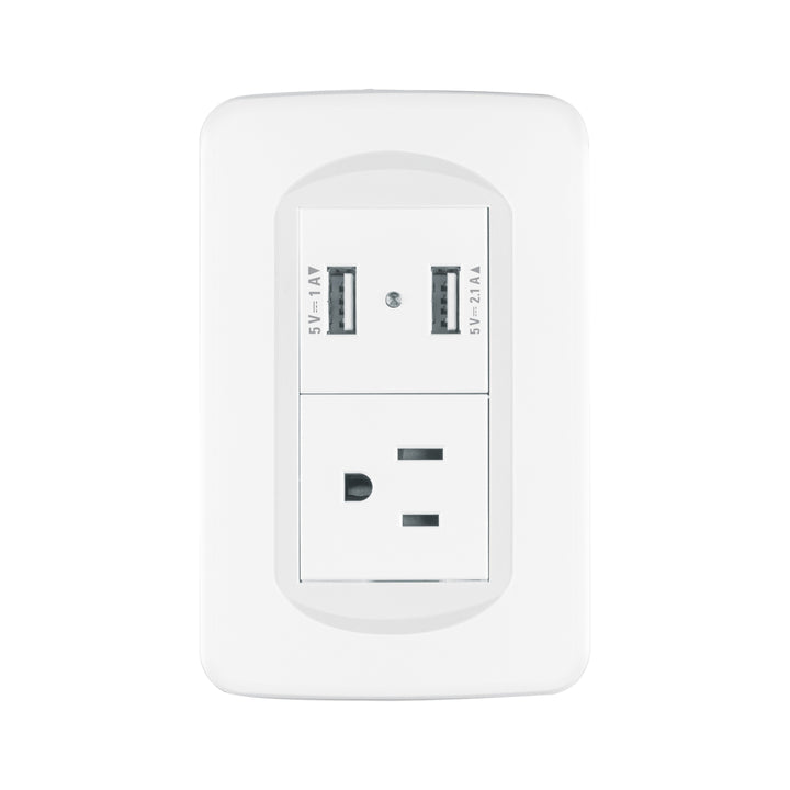 Placa armada 1contacto y 2 puertos USB 1.5 módulos, Toledo - Mundo Tool 