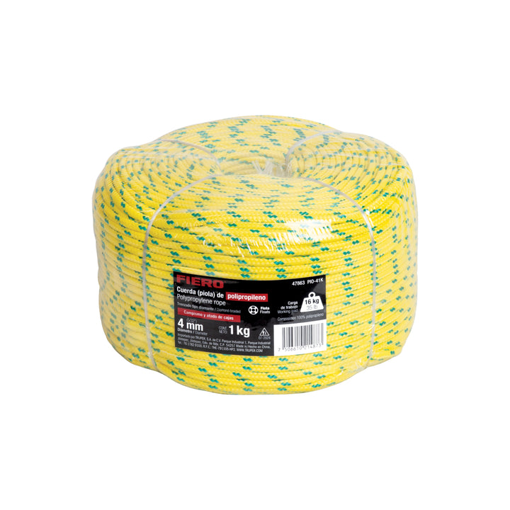 Piola de Polipropileno trenzada, multicolor, 4mm, 1 Kg - Mundo Tool 