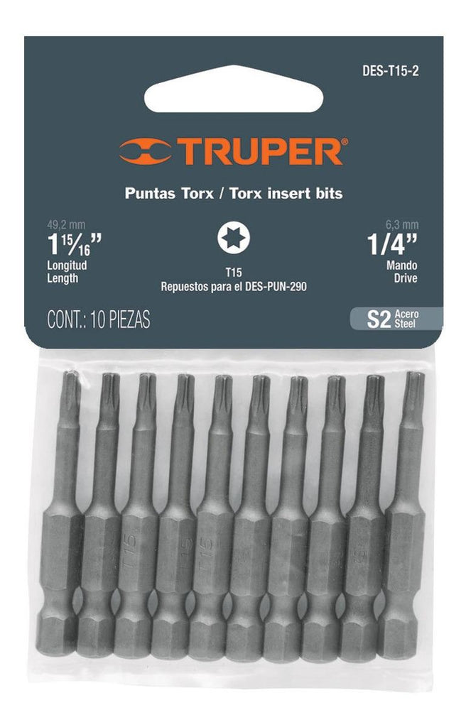 Puntas Torx T15 2' 10 Piezas Truper - Mundo Tool 